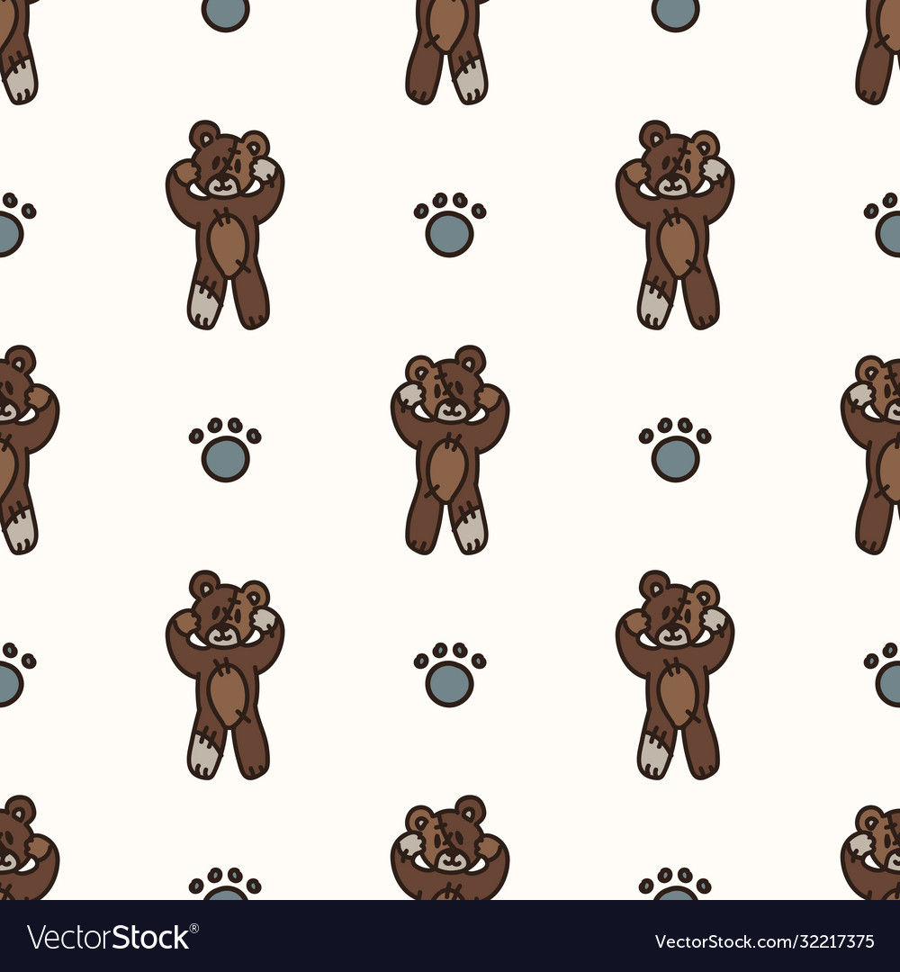 Seamless background teddy bear and paw gender