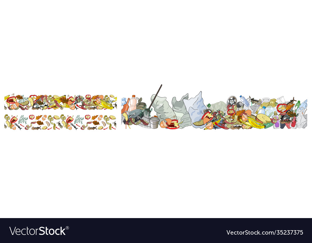 Seamless border with sorted organic garbage