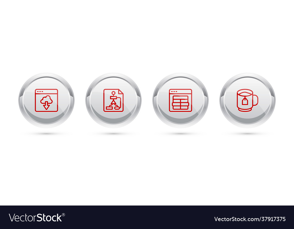 Set line cloud technology data transfer flowchart vector image Set line cloud technology data transfer flowchart