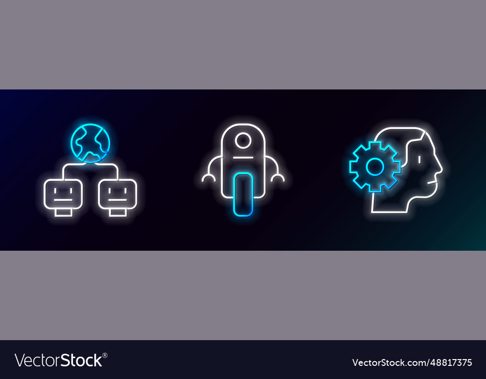 Set line humanoid robot artificial intelligence vector image Set line humanoid robot artificial intelligence