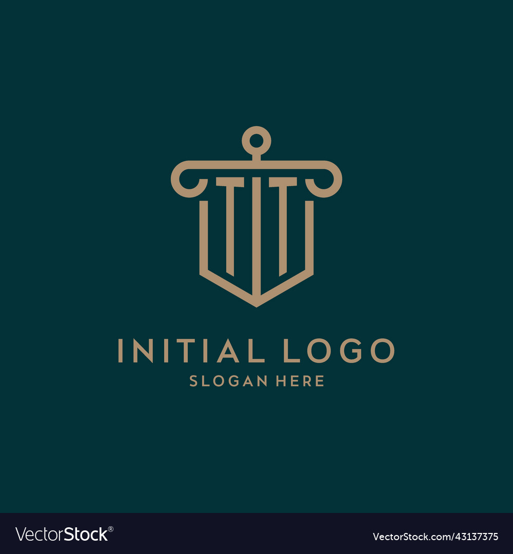 Tt monogram initial logo design with shield