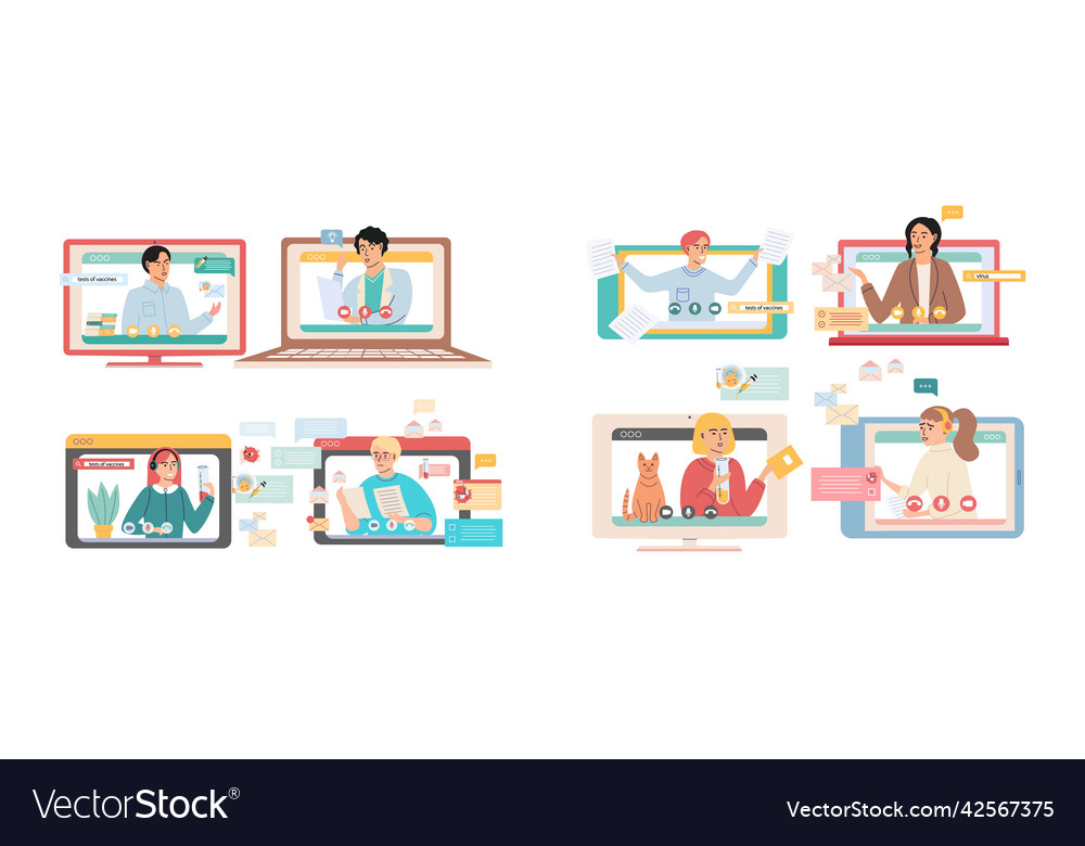 Virtual meeting online teamwork computer Vector Image