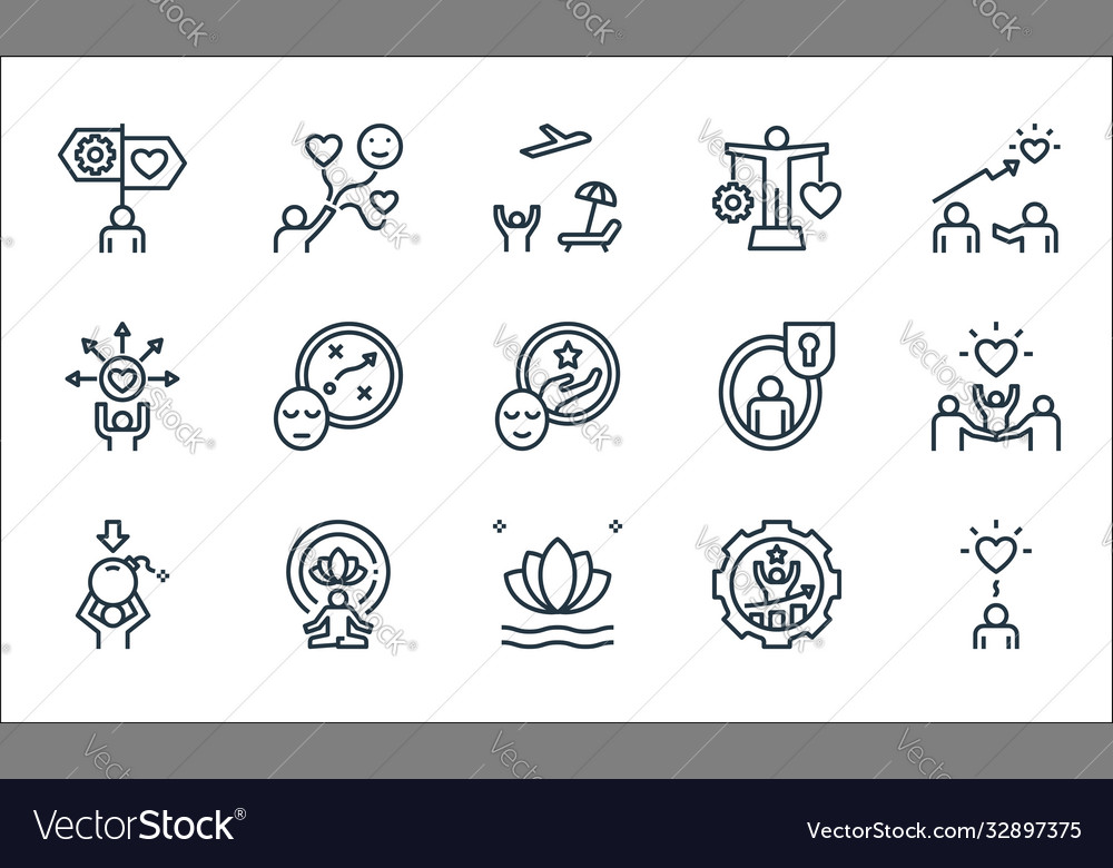 Work life balance line icons linear set quality