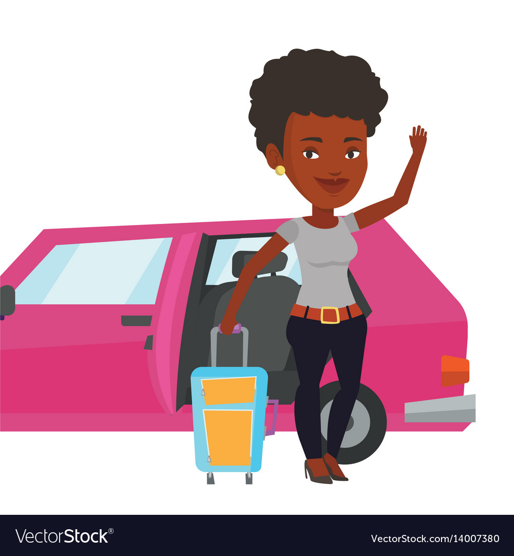 African American Woman Traveling By Car Royalty Free Vector
