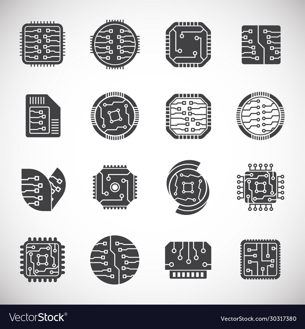 Circuits related icons set on background
