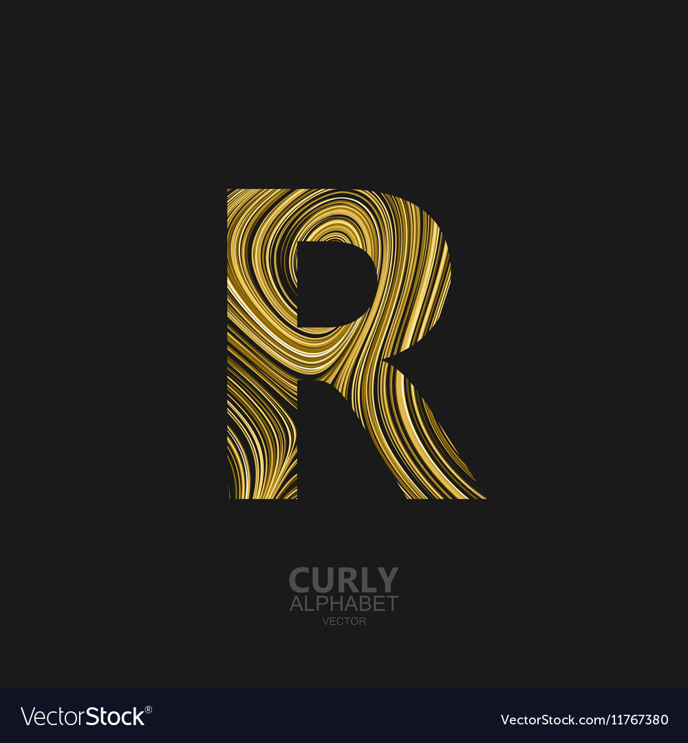 Curly textured letter r Royalty Free Vector Image