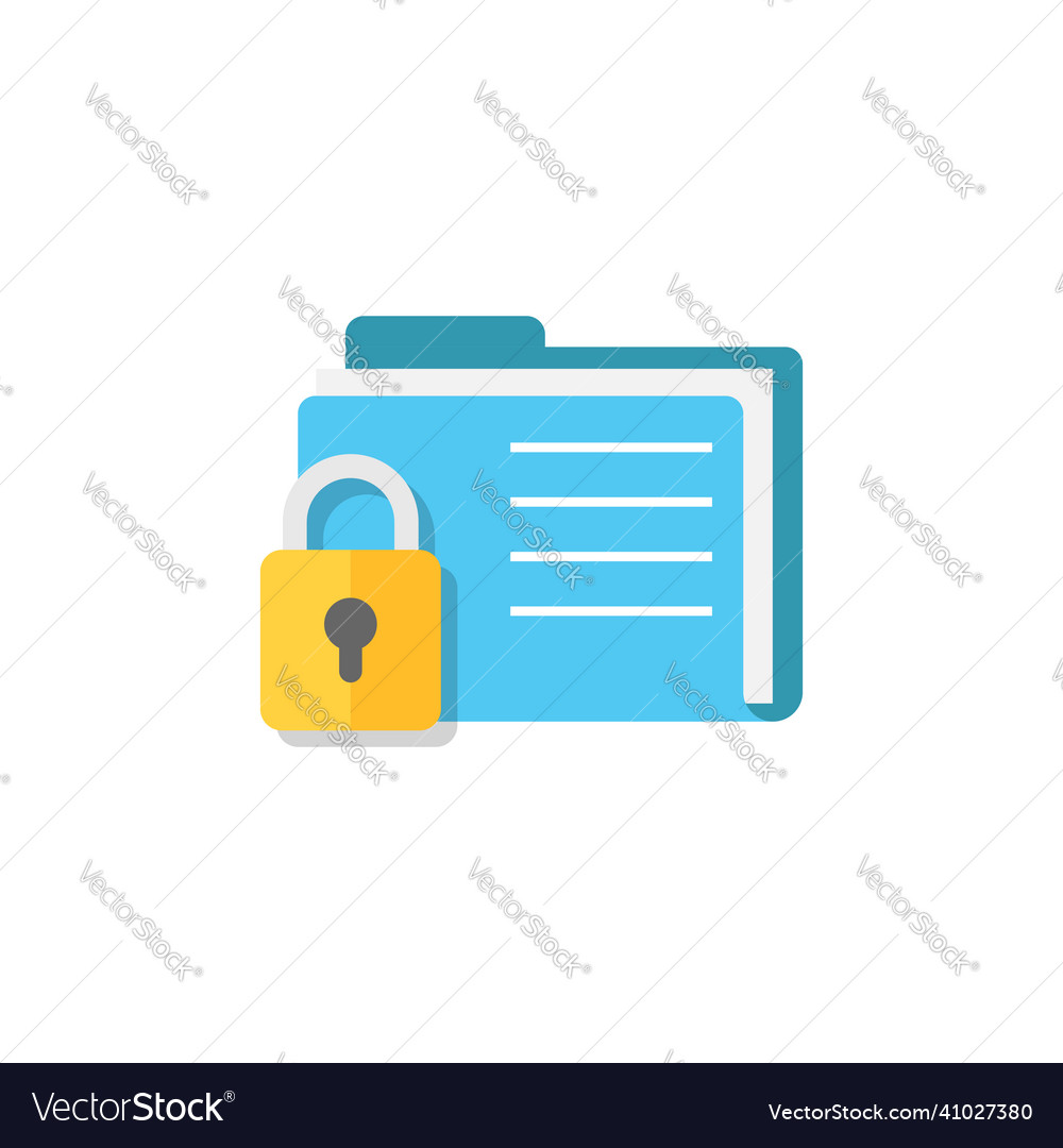 Files folder permission icon in flat style vector image Files folder permission icon in flat style