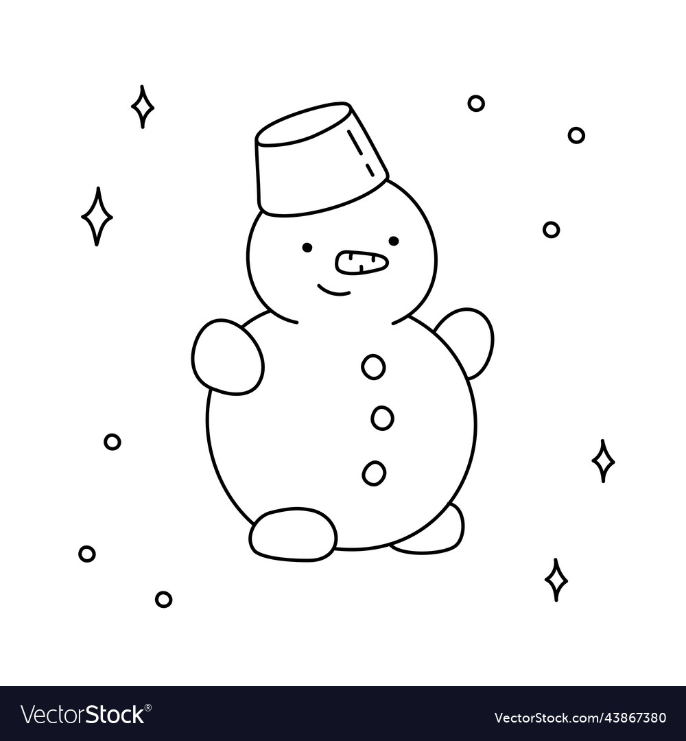 Hand drawn christmas snowman isolated on white