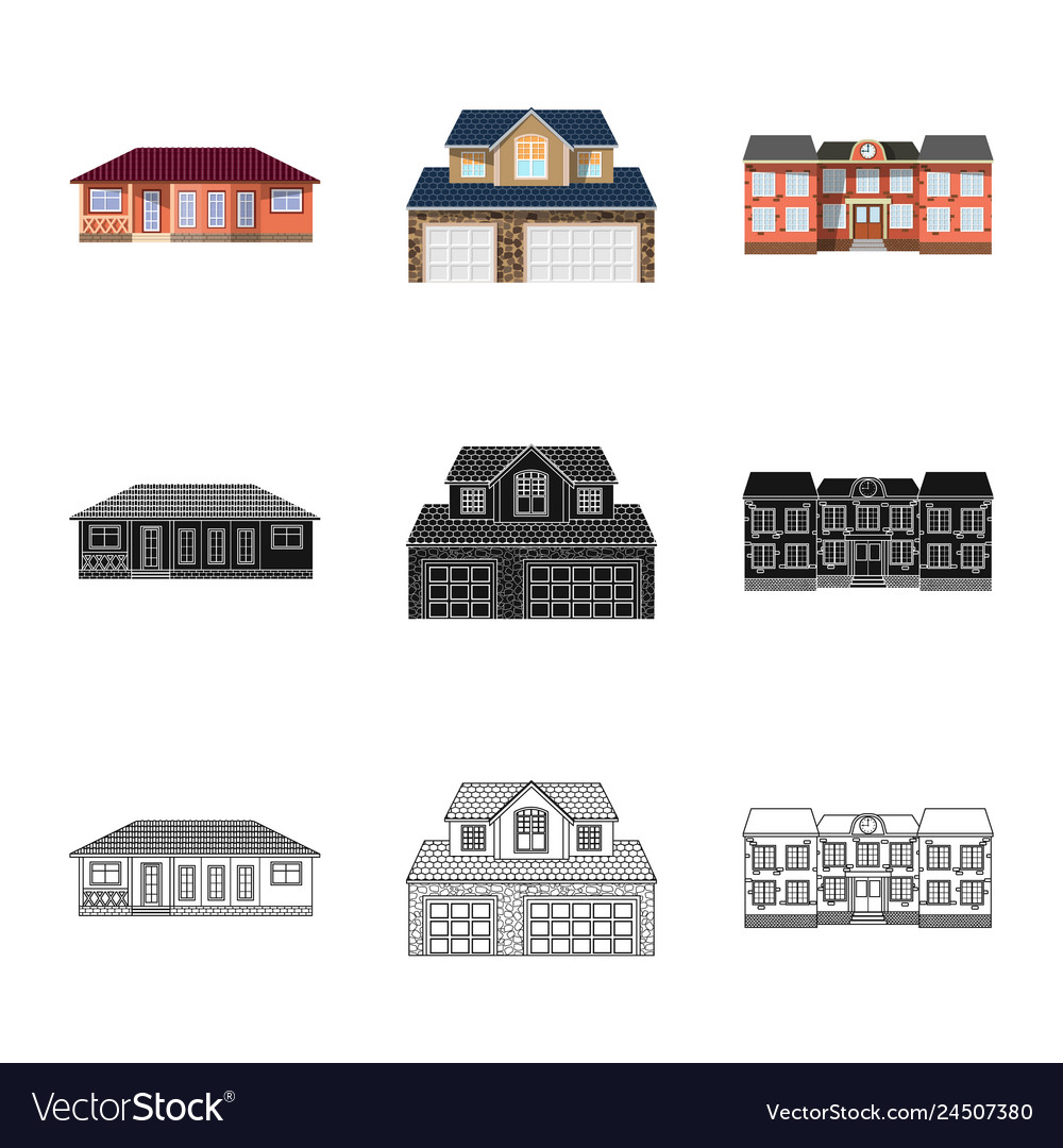 Isolated object of building and front sign vector image Isolated object of building and front sign