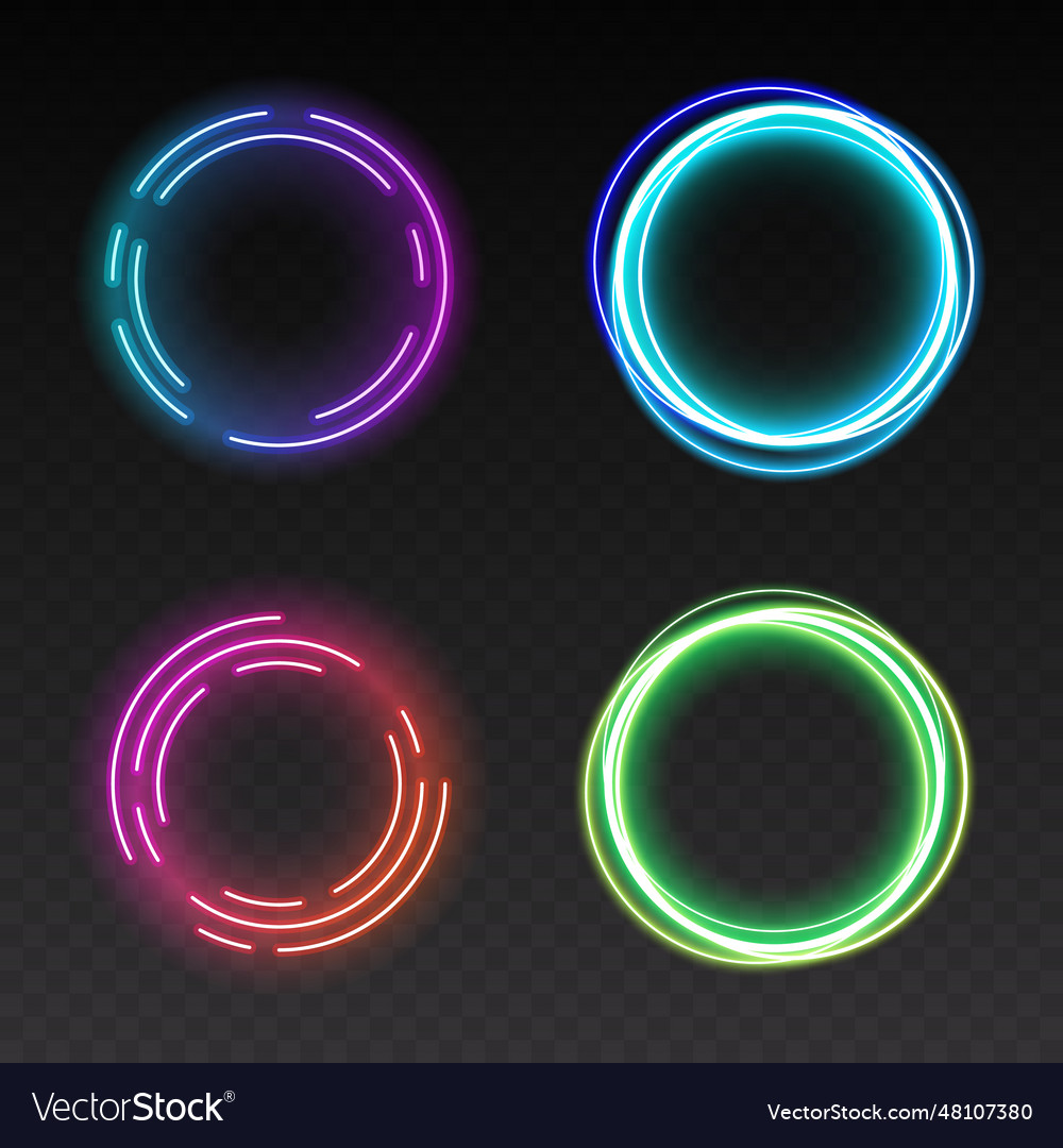 Isolated shining rings of light on transparent Vector Image