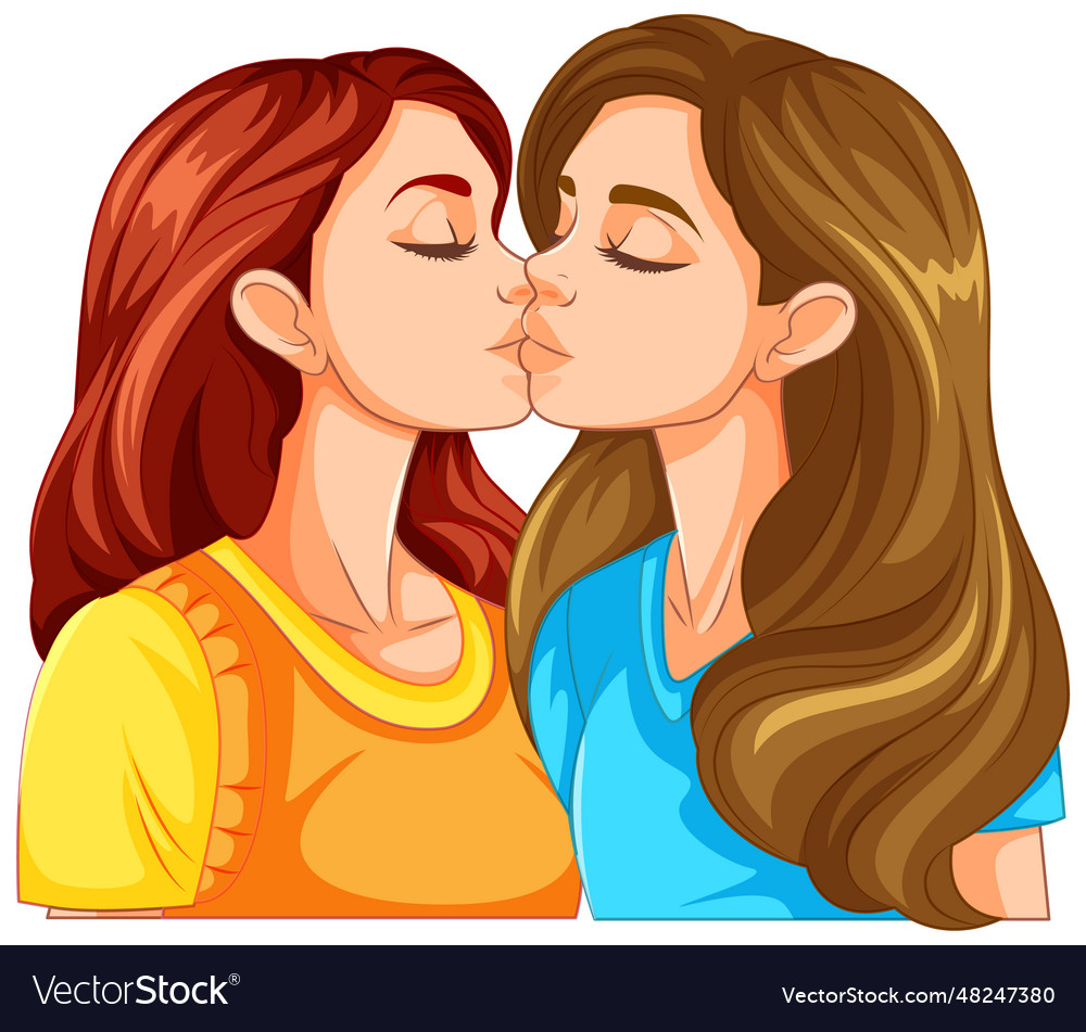 Lesbian Couple Kissing Cartoon Isolated Royalty Free Vector 8380