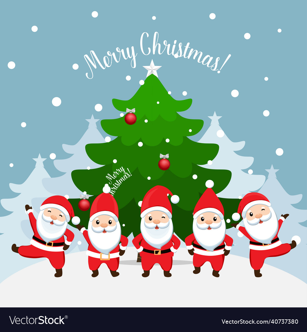 Santa claus and decorated christmas tree merry vector image Santa claus and decorated christmas tree merry