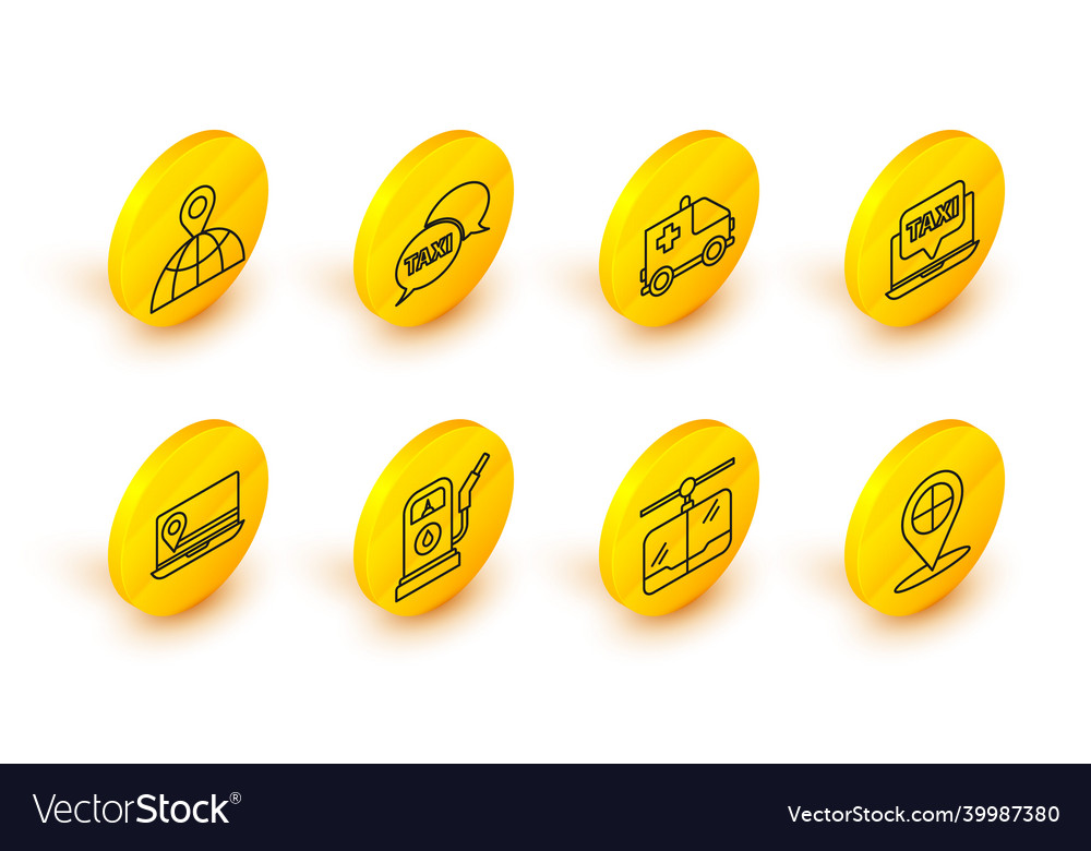 Set line map pointer with taxi cable car petrol