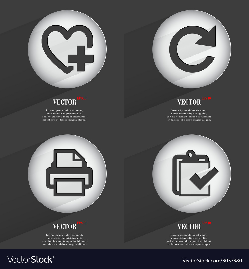 Set of 4 flat buttons icons with shadows