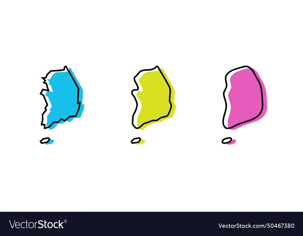 South korea country map in three levels Royalty Free Vector