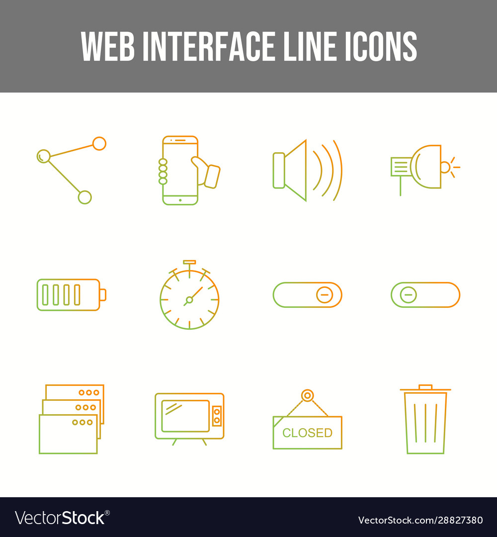 Unique web interface line icons set
