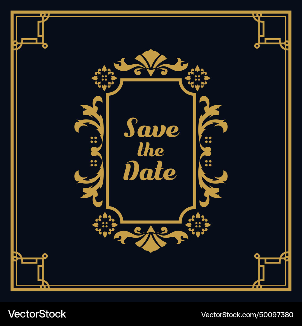 Vintage ornament wedding invitation card template Vector Image