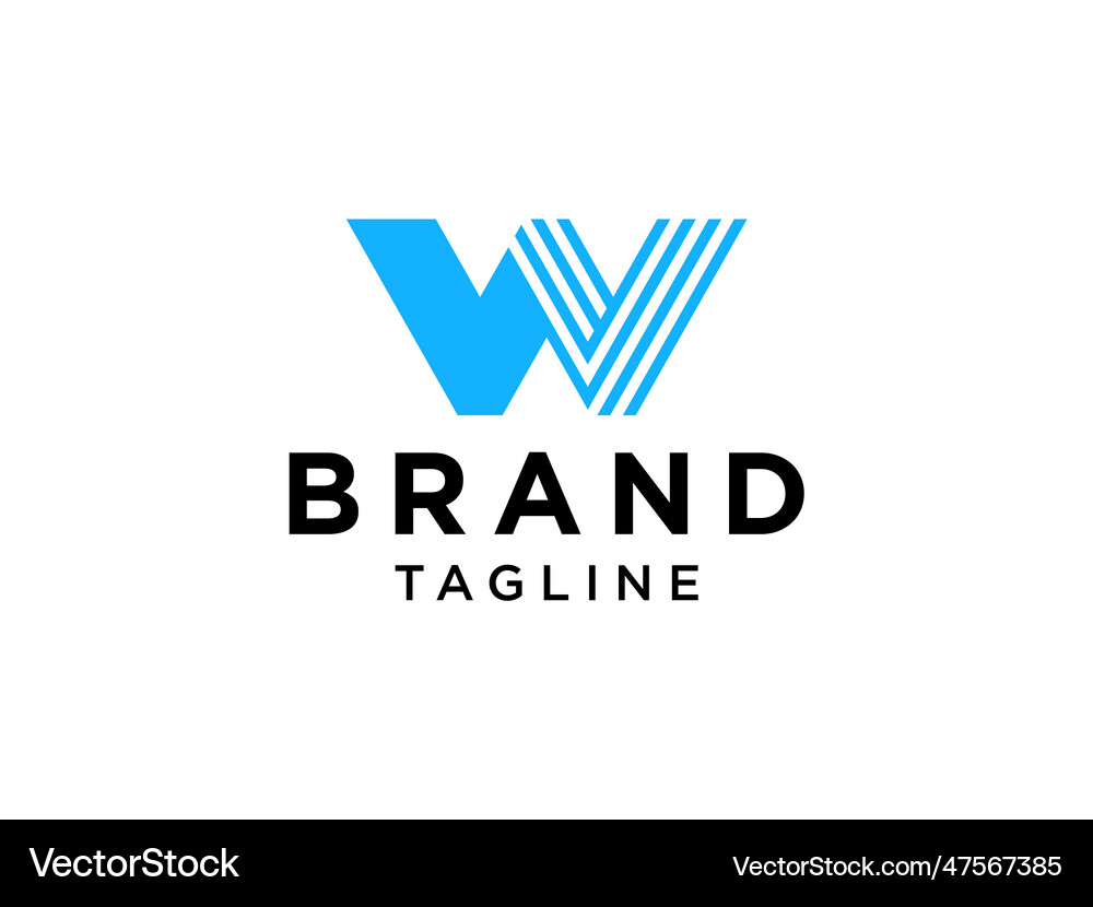 Blue line initial letter w logo flat logo design Vector Image