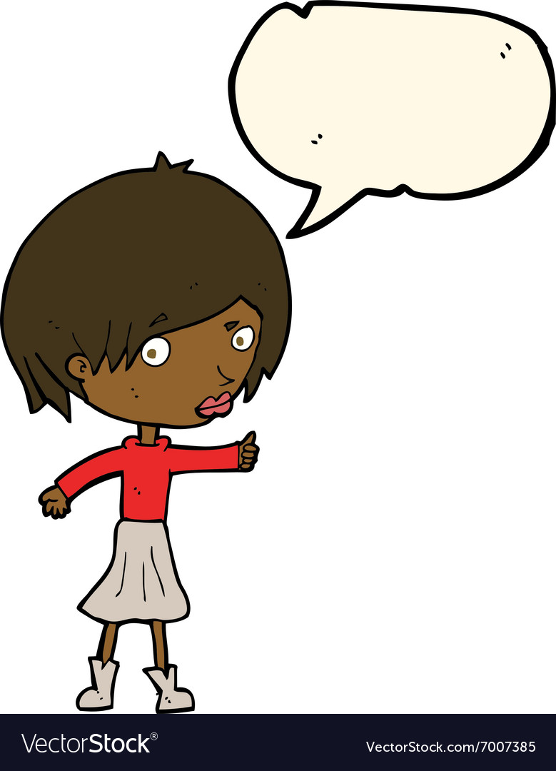 Cartoon woman raising eyebrow with speech bubble Vector Image