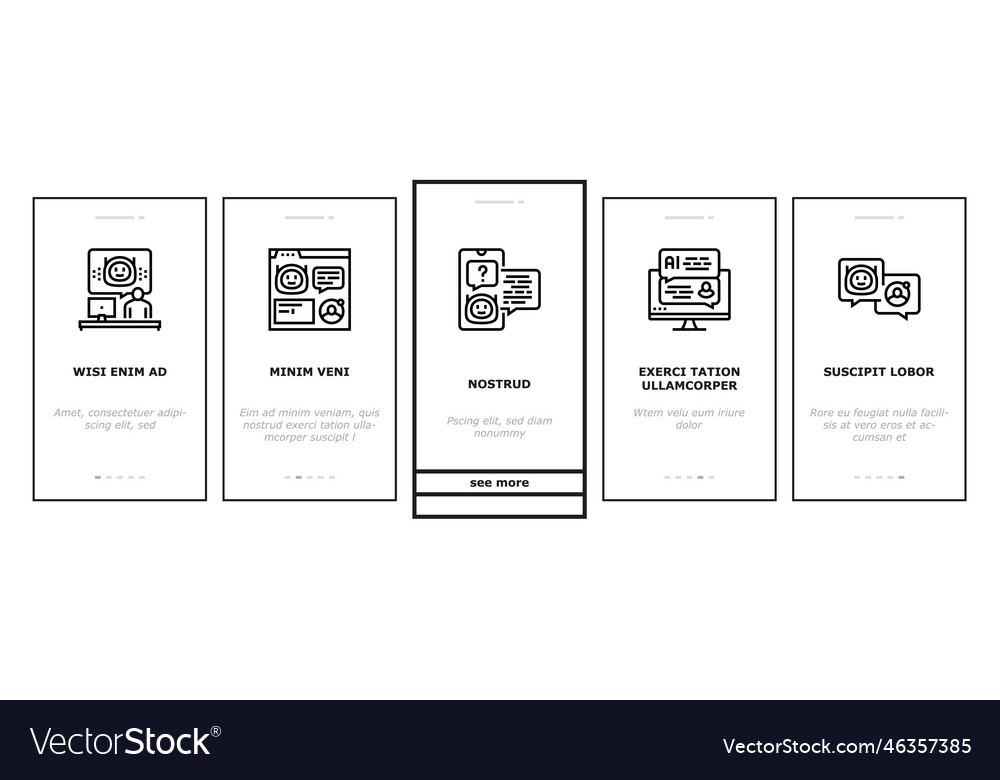 Chat bot robot service online onboarding icons set vector image Chat bot robot service online onboarding icons set