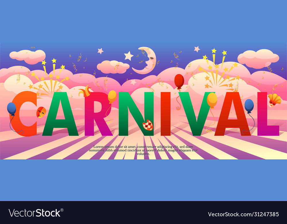 Colorful letters made carnival word flat poster