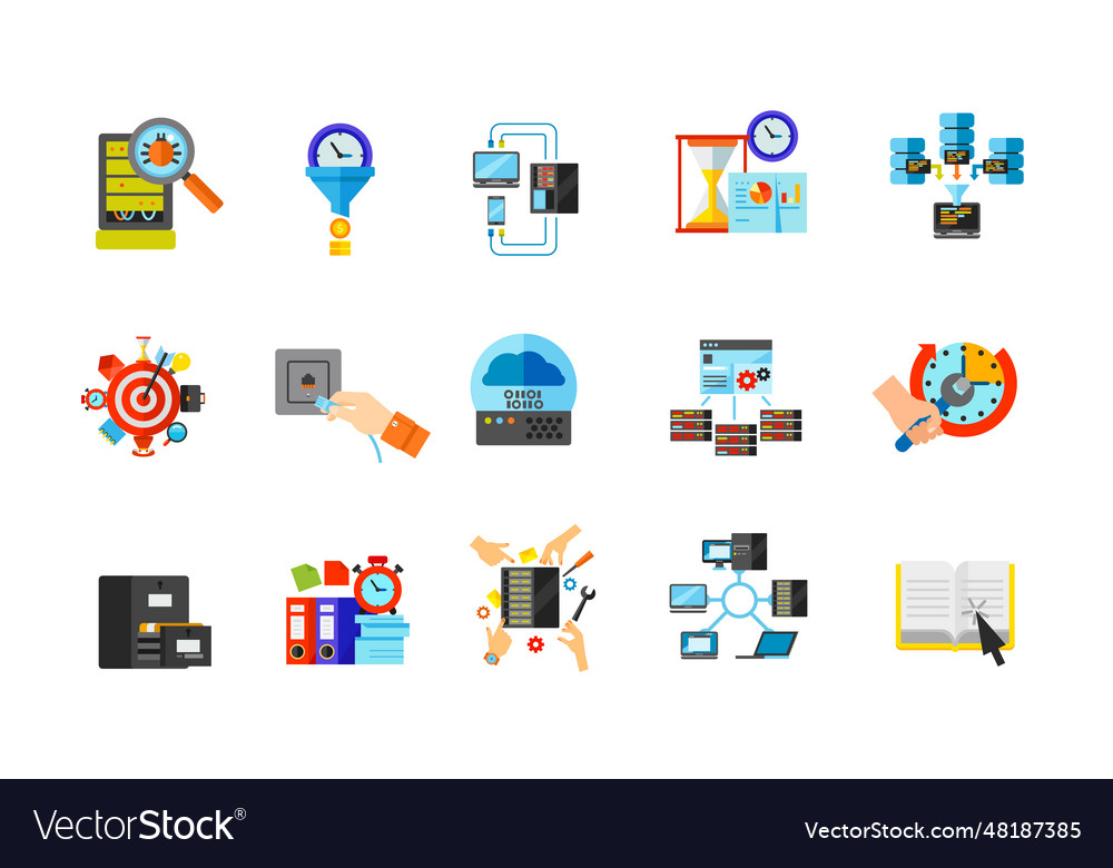 Computer networking icon set vector image Computer networking icon set