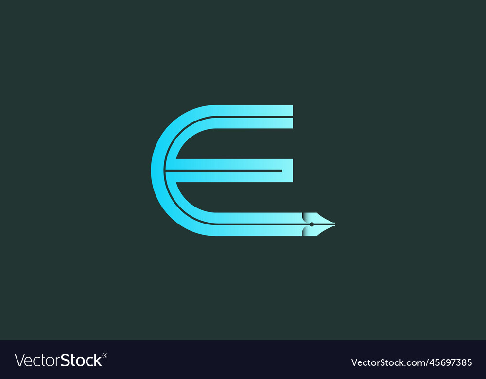 Letter e and pen logo for your company