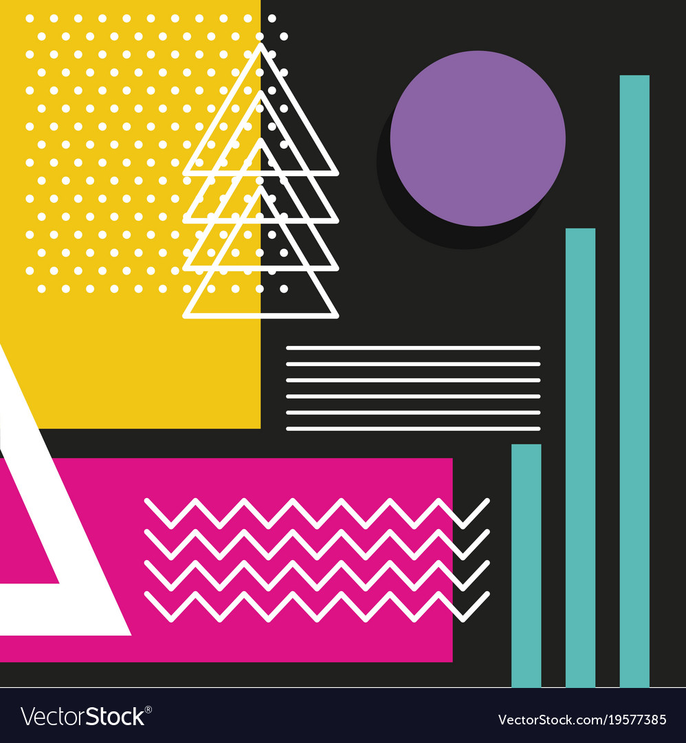 Memphis style pattern repeating geometric shape