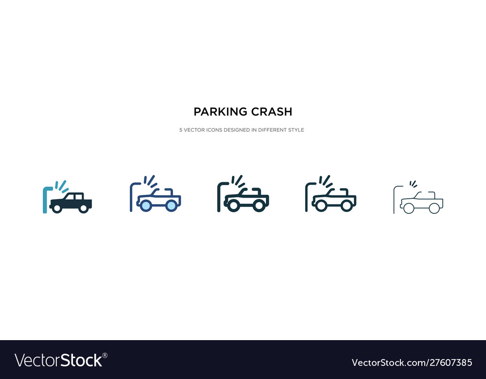 Parking crash icon in different style two vector image Parking crash icon in different style two