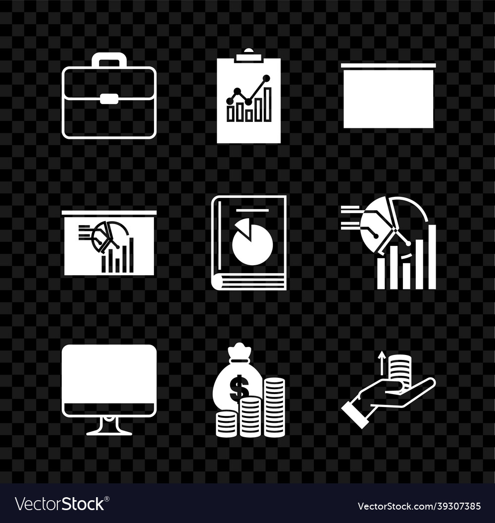 Set briefcase clipboard with graph chart vector image Set briefcase clipboard with graph chart