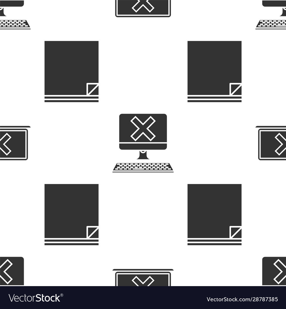 Set laptop and cross mark on screen computer vector image Set laptop and cross mark on screen computer