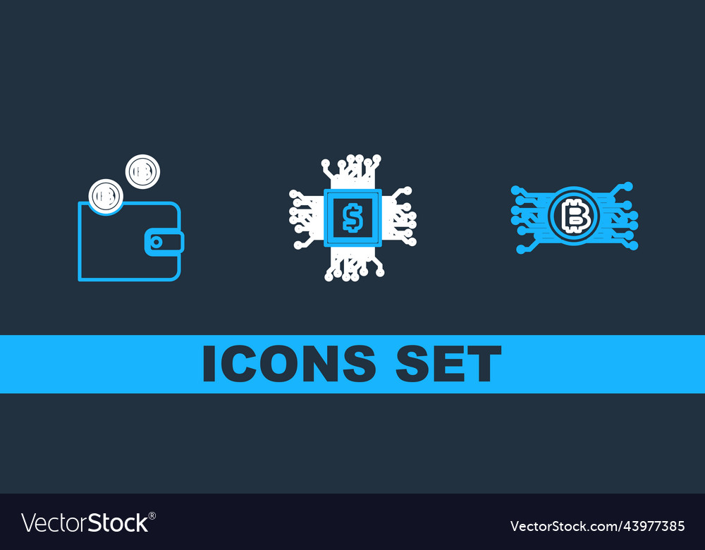 Set line cryptocurrency bitcoin in circuit wallet Vector Image Set line cryptocurrency bitcoin in circuit wallet