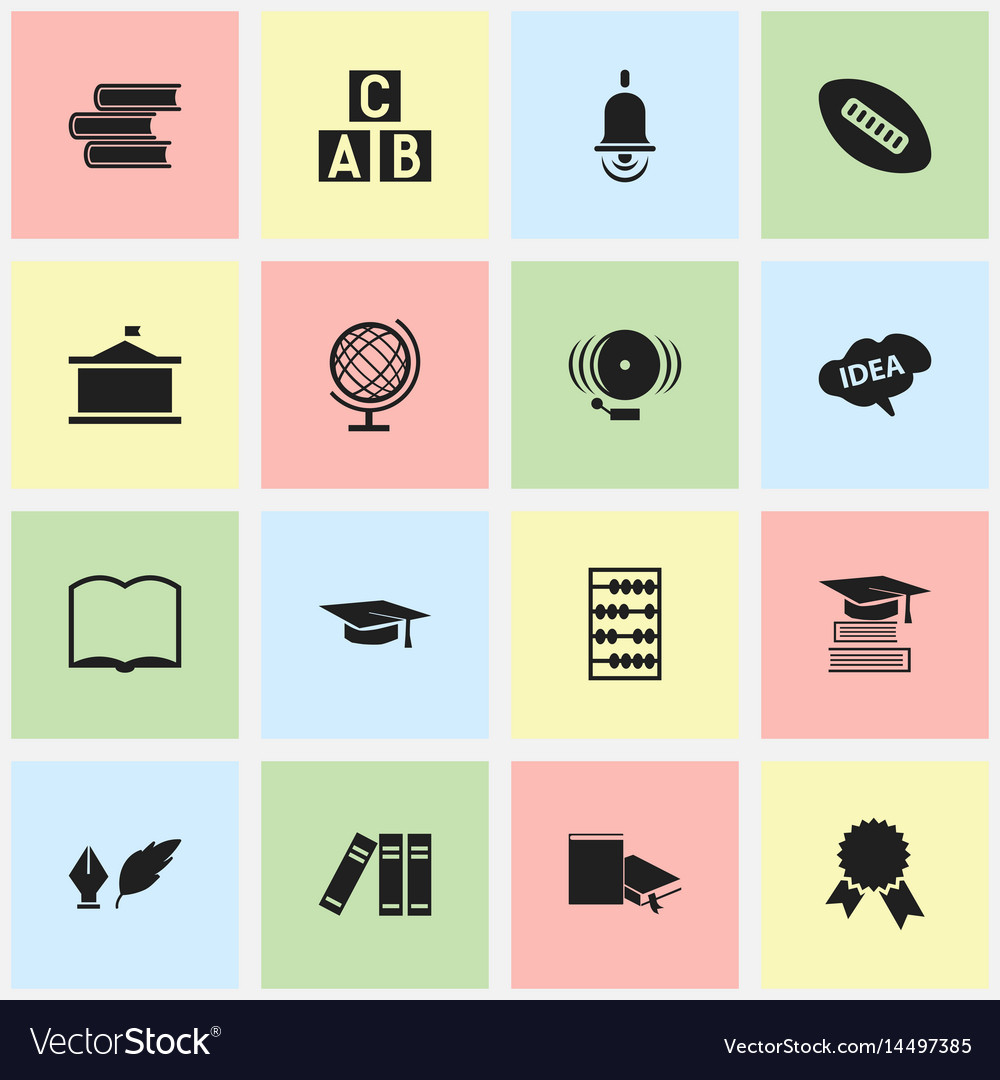 Set of 16 editable university icons includes