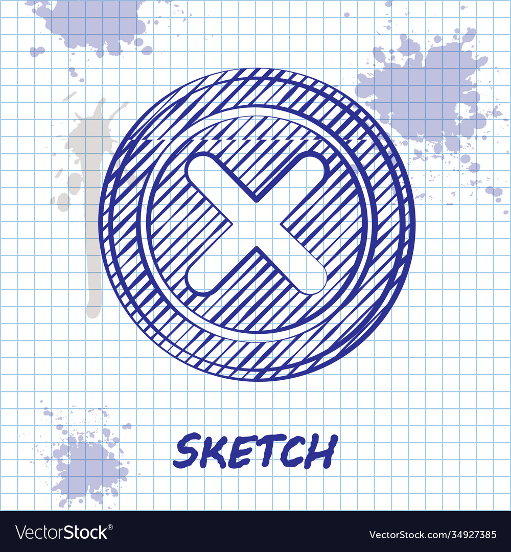 Sketch line x mark cross in circle icon isolated vector image Sketch line x mark cross in circle icon isolated