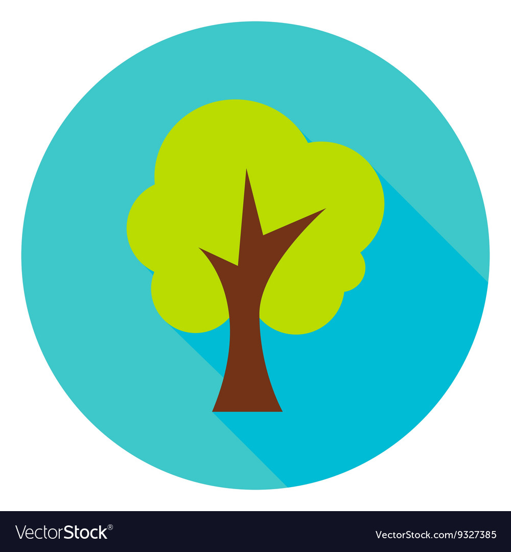 Tree Circle Icon - Flat Style