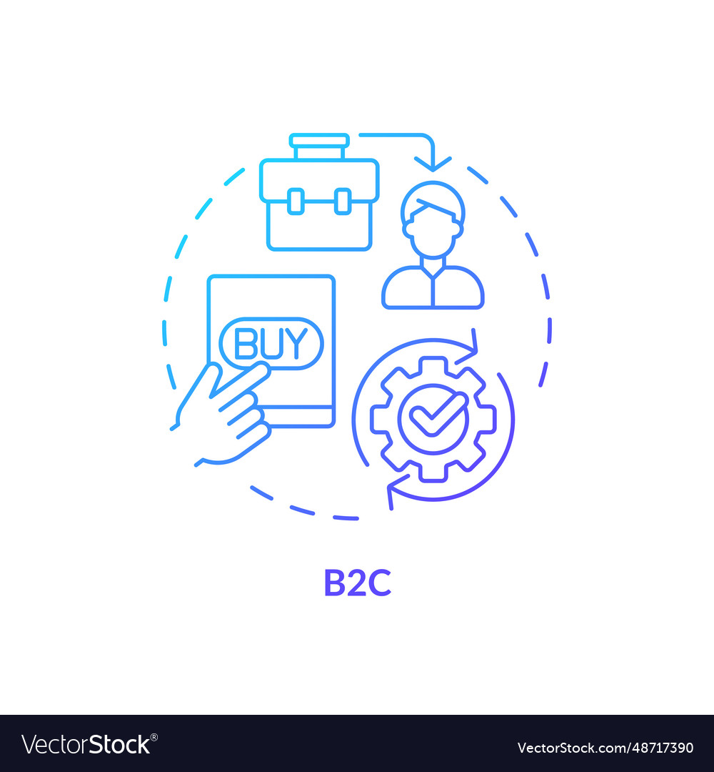 2d gradient thin linear icon b2c concept vector image 2d gradient thin linear icon b2c concept