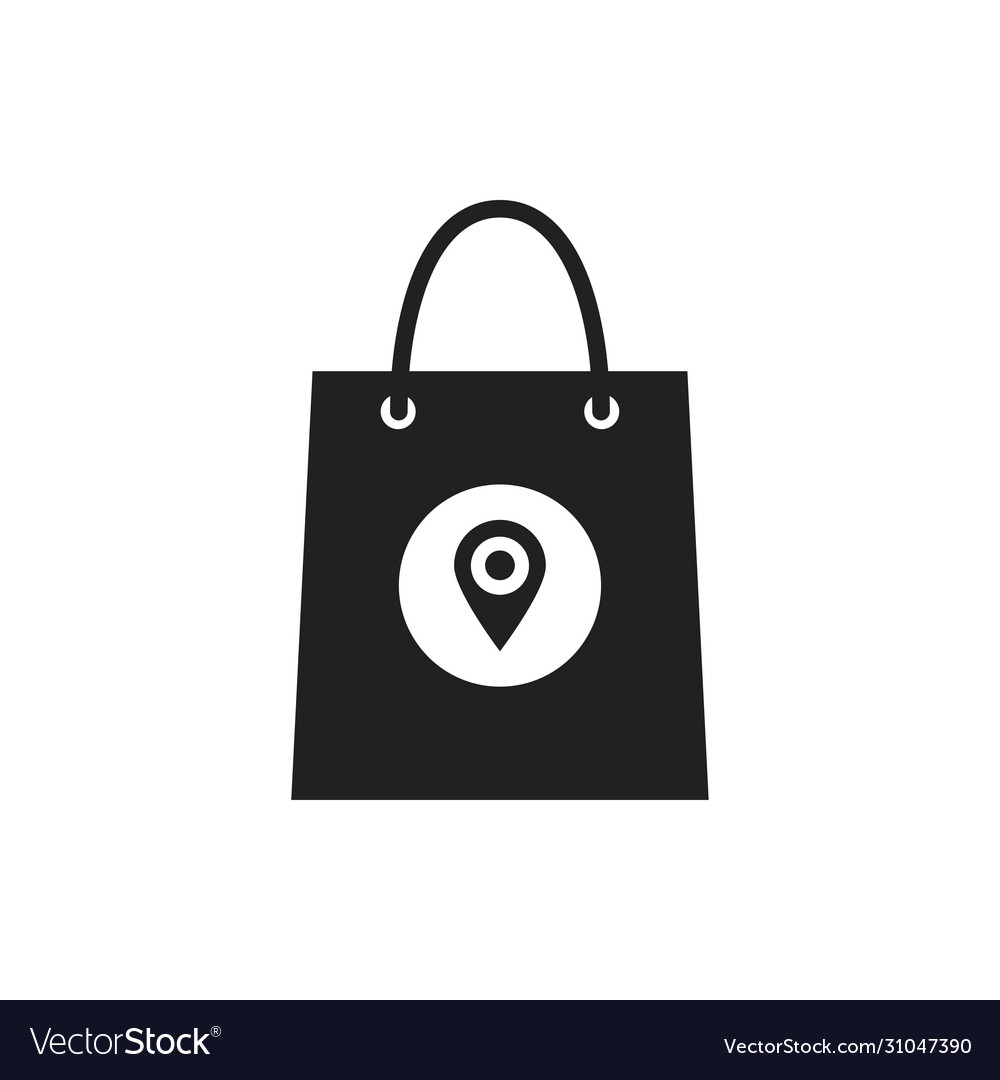 Bag with pointer icon isolated on white vector image Bag with pointer icon isolated on white
