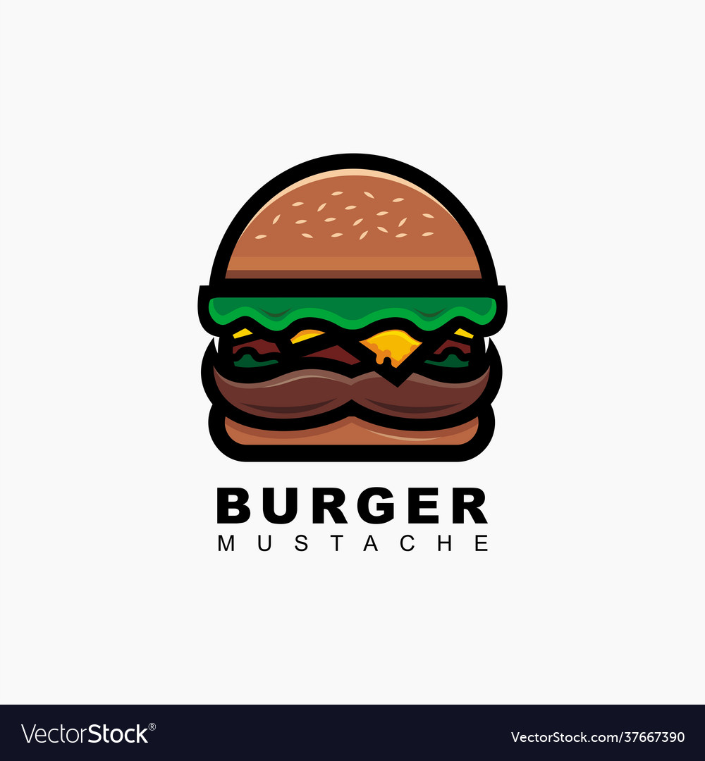 Burger premium logo design with mustache concept Vector Image