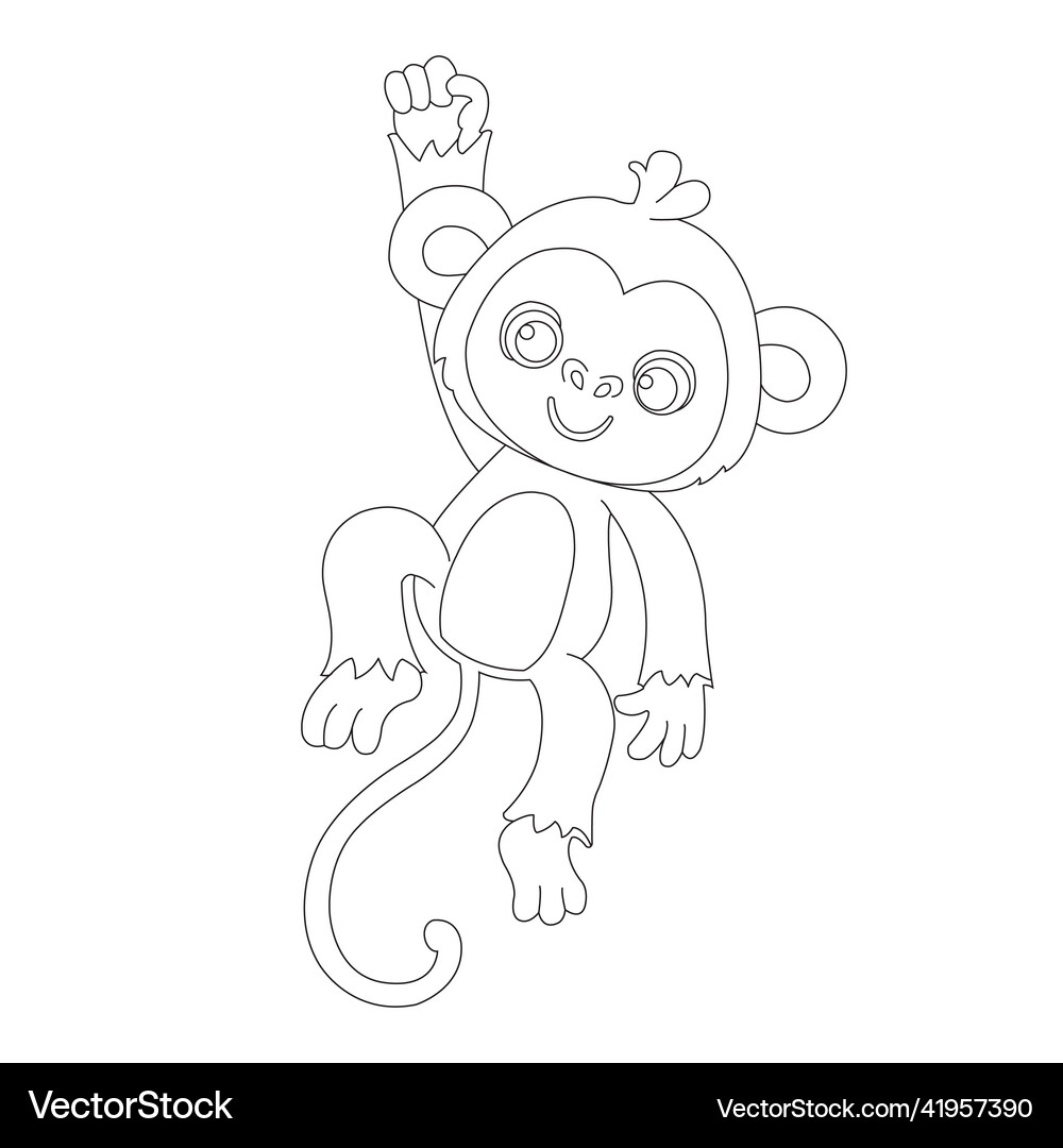 Cute monkey outline coloring page animal Vector Image