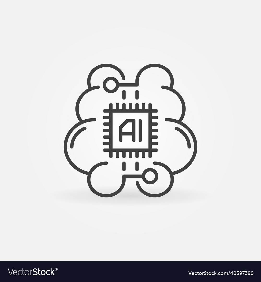 Digital brain with processor concept icon