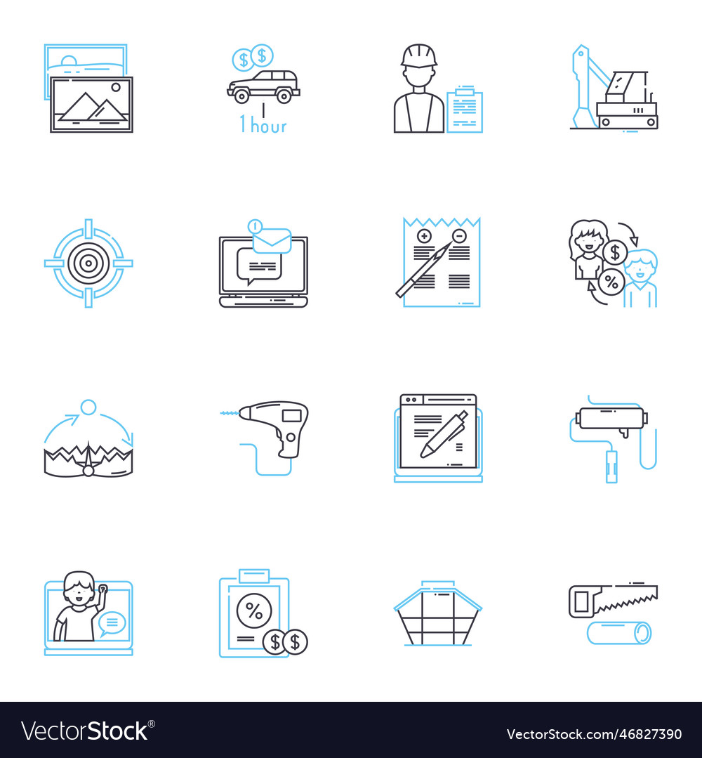 Digital workforce linear icons set automation vector image Digital workforce linear icons set automation