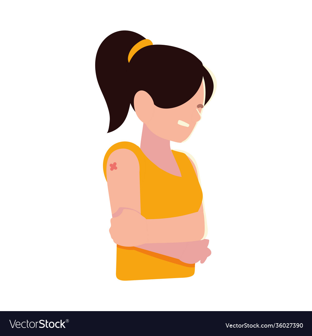 Girl Flashing Her Shoulder After Getting A Vaccine