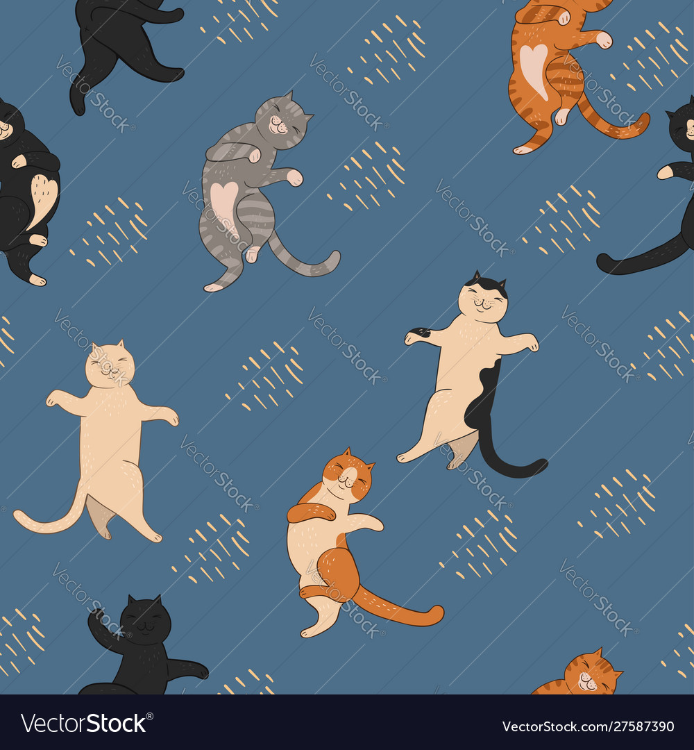 Jumping Cats Seamless Pattern