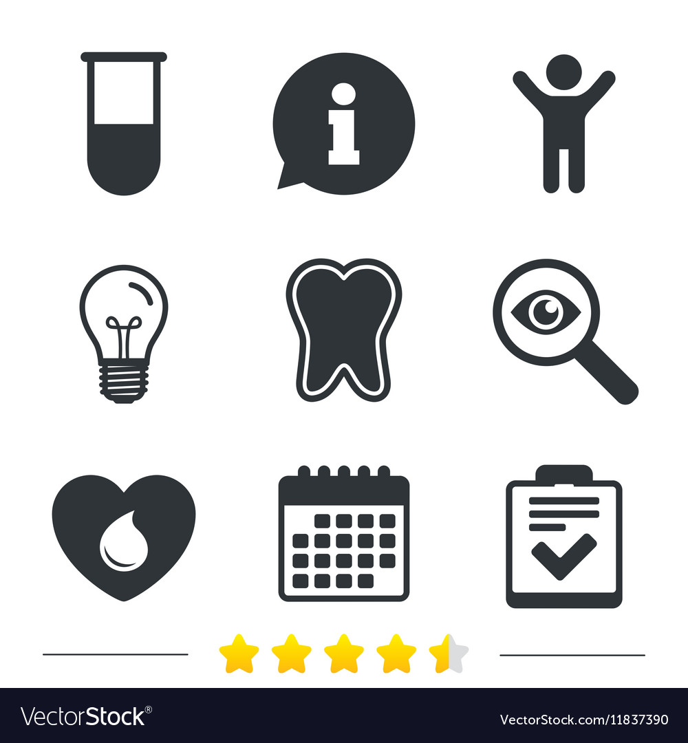 Medical icons tooth test tube blood donation