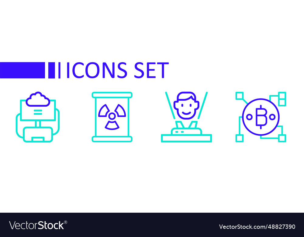 Set line blockchain technology bitcoin hologram vector image Set line blockchain technology bitcoin hologram
