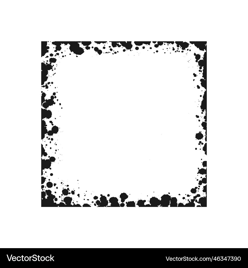 Square grunge ink splatter frame spray graffiti Vector Image