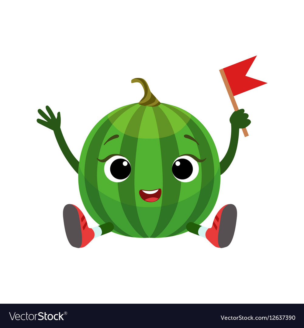 Watermelon character sitting emoji sticker Vector Image