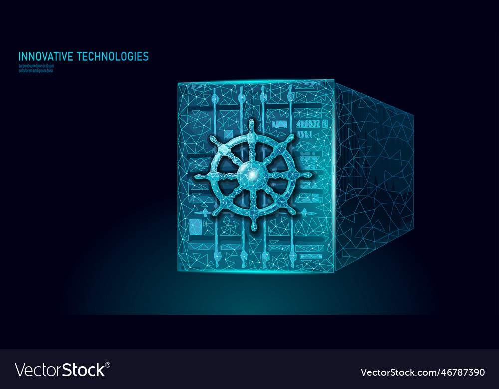 Wheel helm on container computer developer app vector image Wheel helm on container computer developer app