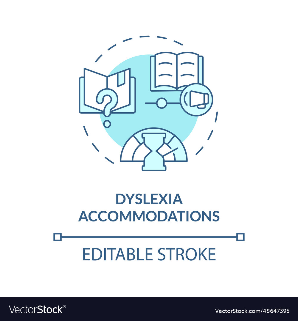 2d blue line icon dyslexia accommodations concept Vector Image