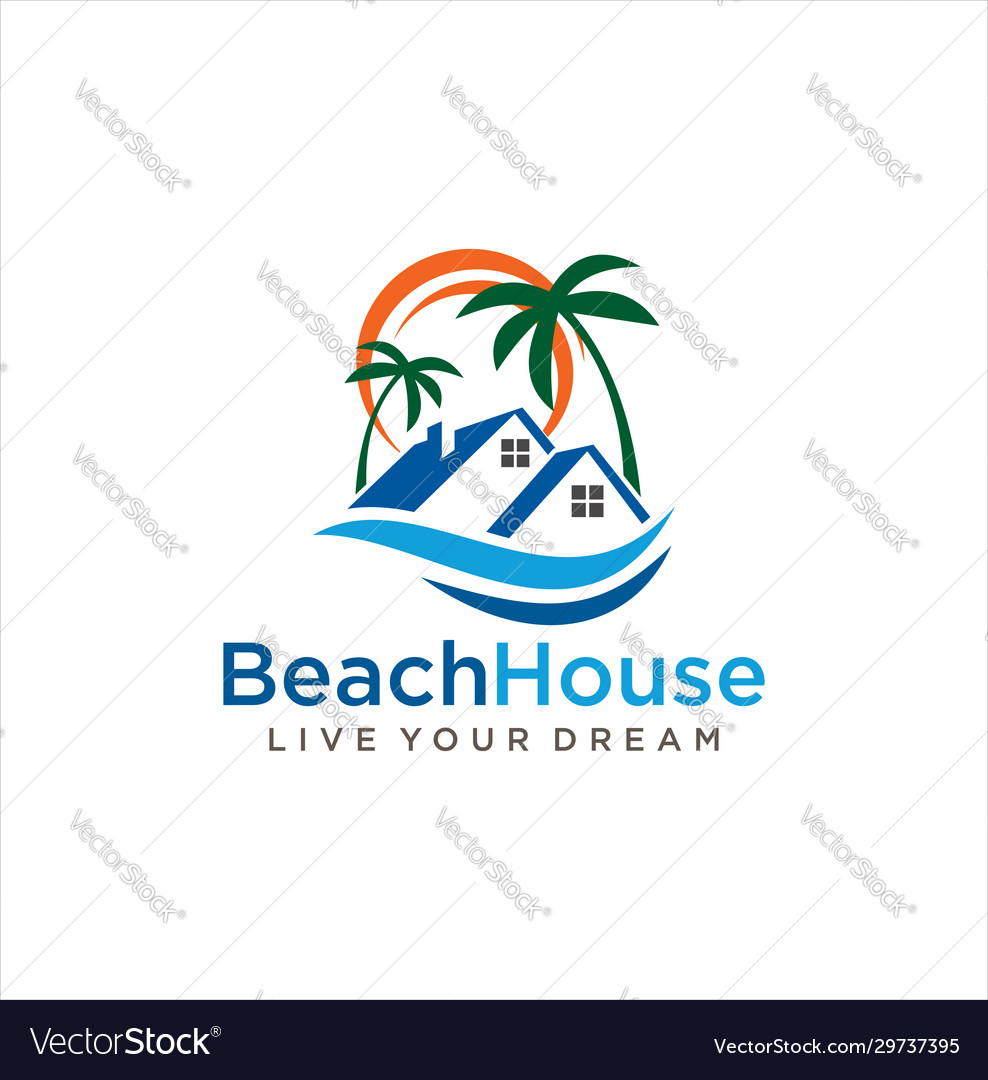 Beach house logobeach resort real estate logo Vector Image